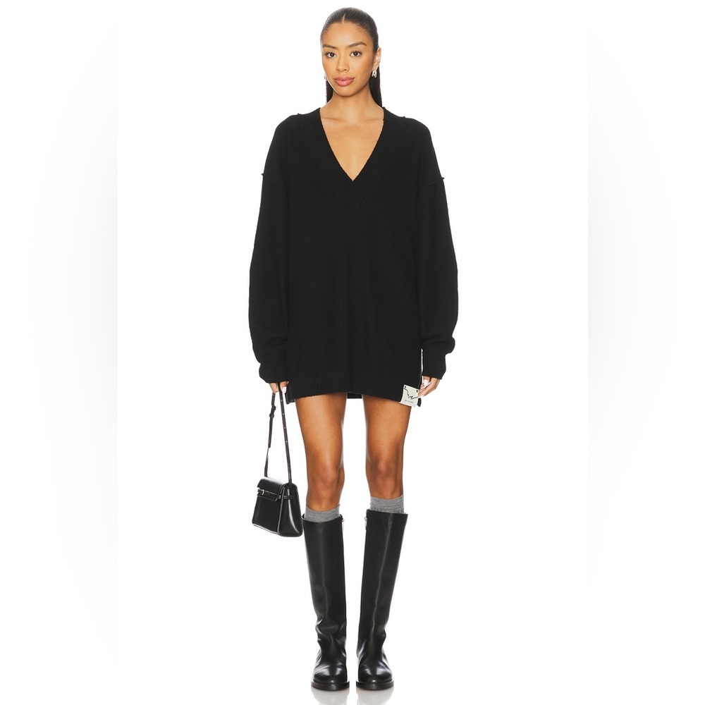 Free People Black Oversized V-Neck Sweater